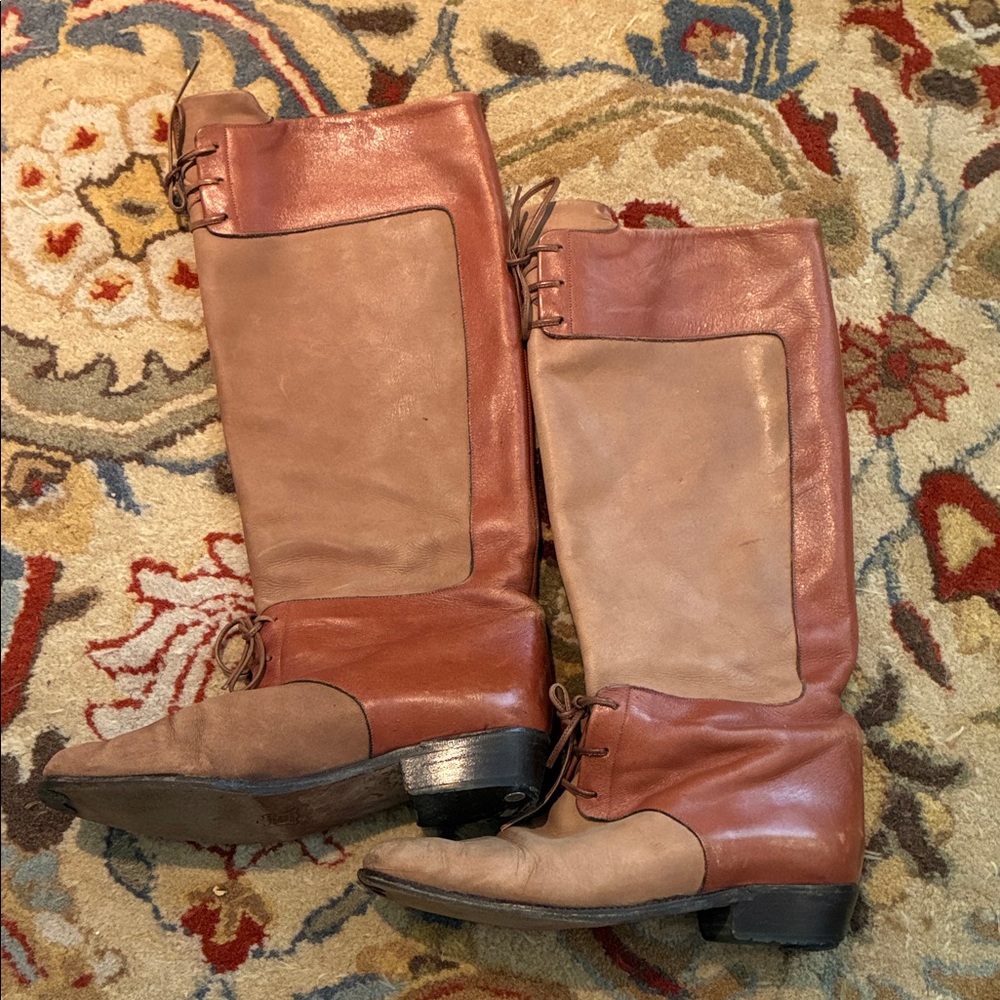 Vintage Two-Tone Leather Riding Boots